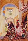 Giulio Rosati Canvas Paintings - The Carpet Sellers